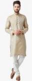 Jompers Beige Self Design Kurta Pyjama Men