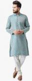 Jompers Blue Self Design Kurta Pyjama Men