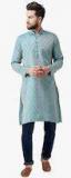 Jompers Green Woven Design Kurta Men