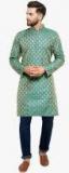 Jompers Green Woven Design Straight Kurta Men