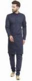 Jompers Navy Blue Printed Kurta Pyjama Men