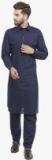 Jompers Navy Blue Solid Kurta Pyjama men