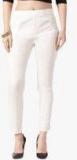 Jompers Off White Solid Slim Fit Peg Trouser Women