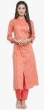 Jompers Peach Woven Design Kurta Women