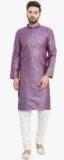 Jompers Purple Self Design Kurta Pyjama Men