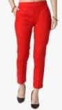 Jompers Red Solid Slim Fit Peg Trouser women