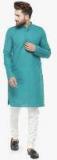 Jompers Turquoise Blue Solid Kurta Pyjama Men