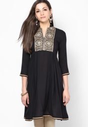 Jugnu Embroidered Black Kurta Women