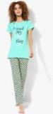 July Nightwear Aqua Blue Printed Pyjama With Top women