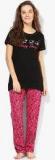 July Nightwear Black Printed Pyjama Set Women