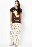 July Nightwear Brown Printed Nightwear Pyjama & Top Set Women