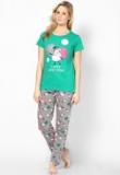 July Nightwear Green Printed Nightwear Pyjama & Top Set Women