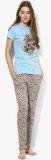 July Nightwear Light Blue Printed Pyjama Set women