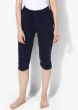 July Nightwear Navy Blue Solid Capri Women