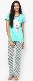 July Nightwear Sage Printed Pyjama Set Women