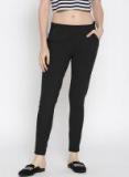 Jump Usa Black Regular Fit Solid Regular Trouser Women