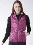 Jump Usa Magenta Solid Quilted Jacket Women