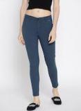 Jump Usa Navy Blue Slim Fit Solid Regular Trouser Women