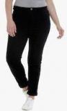 Junarose Black Solid Mid Rise Regular Fit Jeans Women