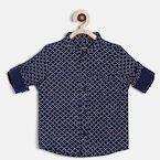 Juniors By Lifestyle Navy Printed Casual Shirt Boys