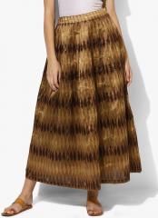 Juniper Brown Printed Flared Skirt women