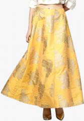 Juniper Mustard Printed Flared Skirt women