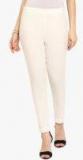 Juniper White Solid Slim Fit Coloured Pants Women