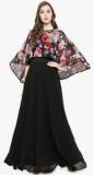 Just Wow Black Printed Maxi Dress Women