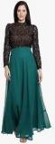 Just Wow Green Coloured Self Pattern Maxi Dress Women