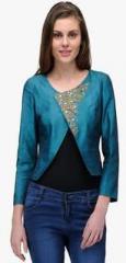 Just Wow Green Embellished Summer Jacket women