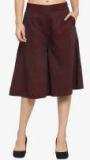 Just Wow Maroon Solid Culottes Women