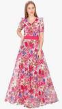 Just Wow Multicoloured Printed Maxi Dress Women