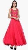 Just Wow Pink Embellished Maxi Dress Women