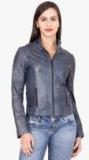 Justanned Grey Solid Winter Jacket Women