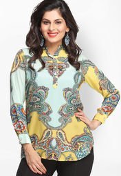 Kalista Yellow Printed Tunic Women