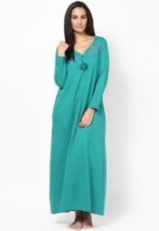 Kanvin Green Long Nighty Women