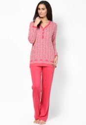 Kanvin Pink Long Top Nightwear Set Women