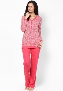 Kanvin Pink Long Top Nightwear Set women