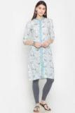 Karigari Grey Printed Straight Kurta Women