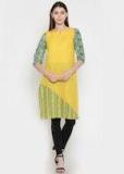 Karigari Yellow Printed Straight Kurta Women