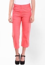 Kaxiaa Orange Solid Trouser Women