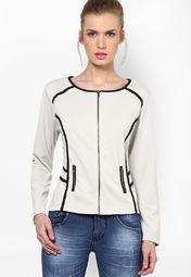 Kaxiaa Solid Off White Winter Jacket Women