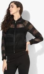 Kazo Black Self Pattern Shrug women