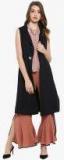 Kazo Black Solid Duster Women