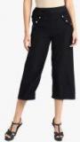 Kazo Black Solid Regular Fit Culottes Women