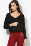 Kazo Black Solid Winter Shrugs Women