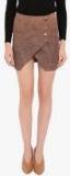 Kazo Brown Solid Tulip Mini Skirt Women