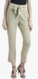 Kazo Green Solid Slim Fit Formal Trouser Women