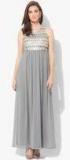 Kazo Grey Self Design Maxi Dress women