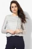 Kazo Grey Self Pattern Shrug Women